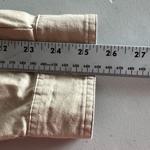 Columbia Button Up Shirt Men’s L Beige Roll Tab Sleeve Flip Cuff Camo - Picture 8 of 10